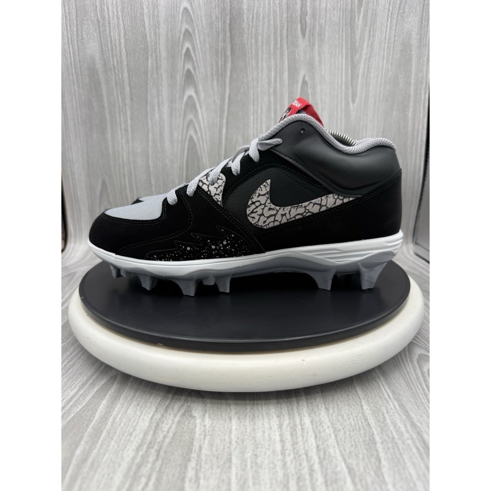 Nike Air Jordan Stadium 90 Mens Sz 10.5 Black Cement Football Cleats HQ0210-060 - Picture 2 of 10